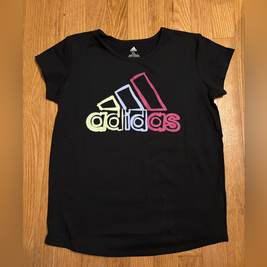 Adidas Girls Logo Graphic Short Sleeve Tee - Size 16